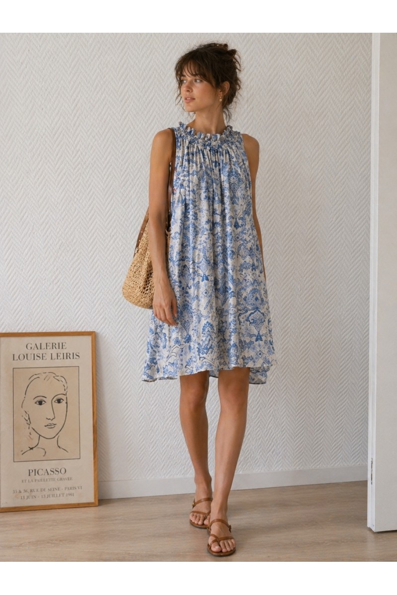 Robe courte imprimée fleur